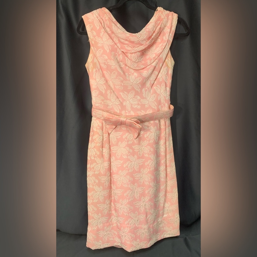 Vintage Pink Floral Dress with Belt